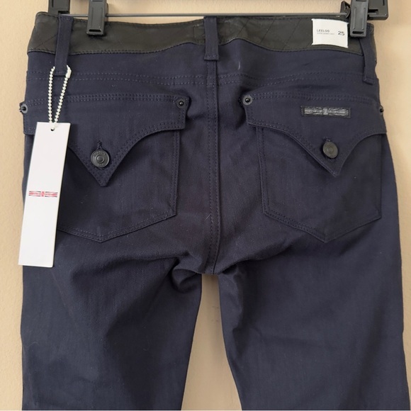 NWT Navy Hudson Jeans Leeloo Quilted Leather Stripe 25 Retail $298 - Picture 9 of 12